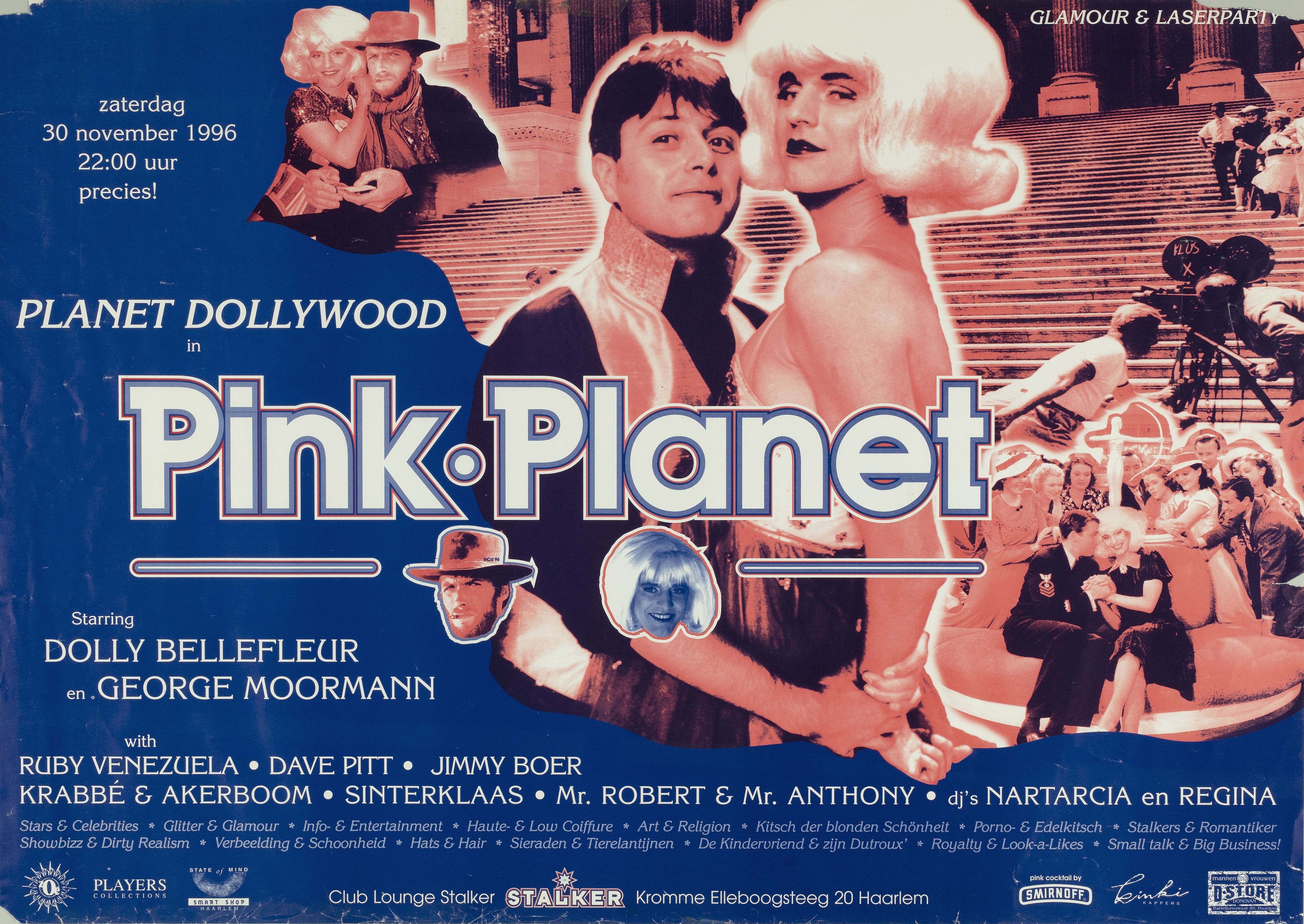 poster van een Pink Planet feest met Dolly Bellefleur